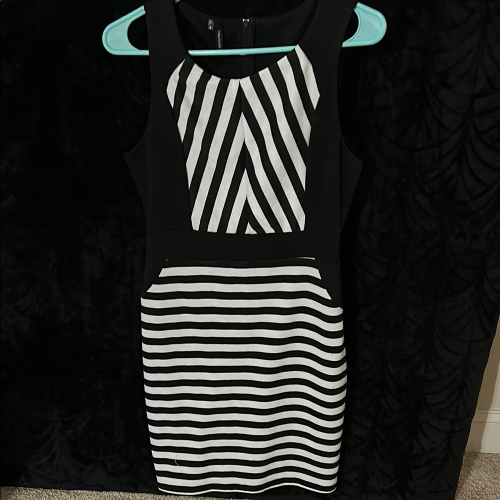 Black and White Striped Women's Dress